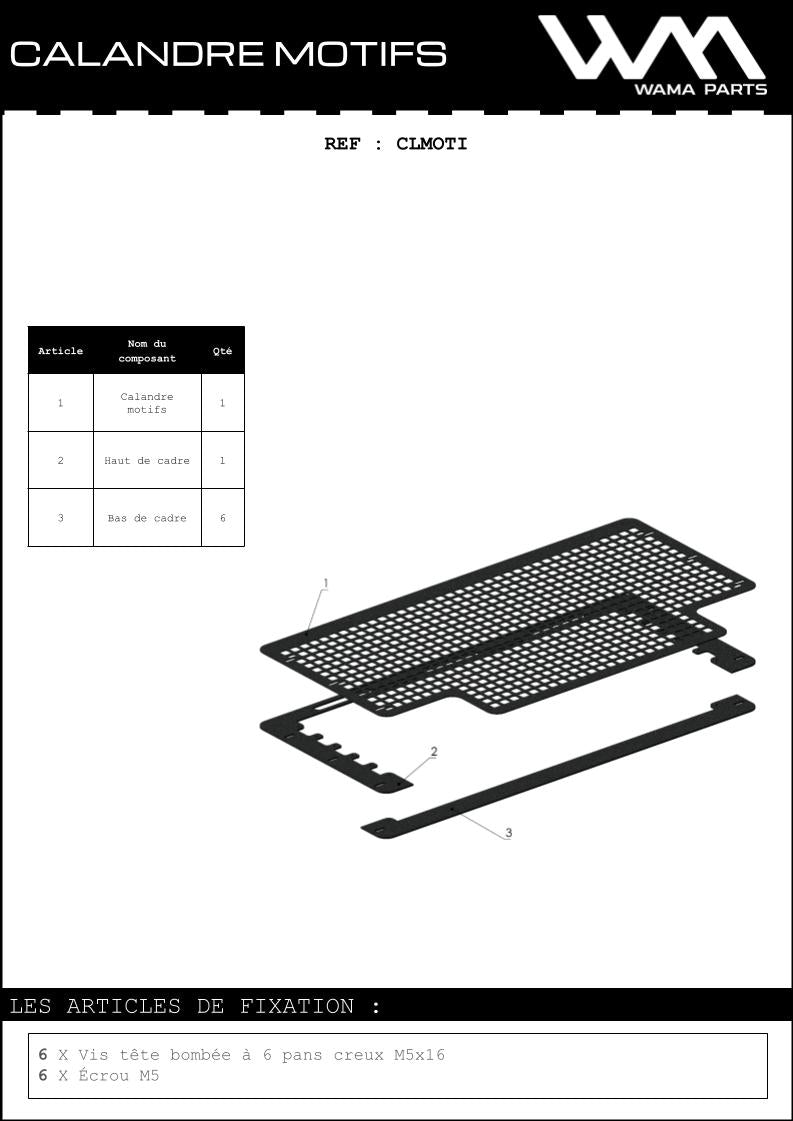 Calandre defender motifs carreaux