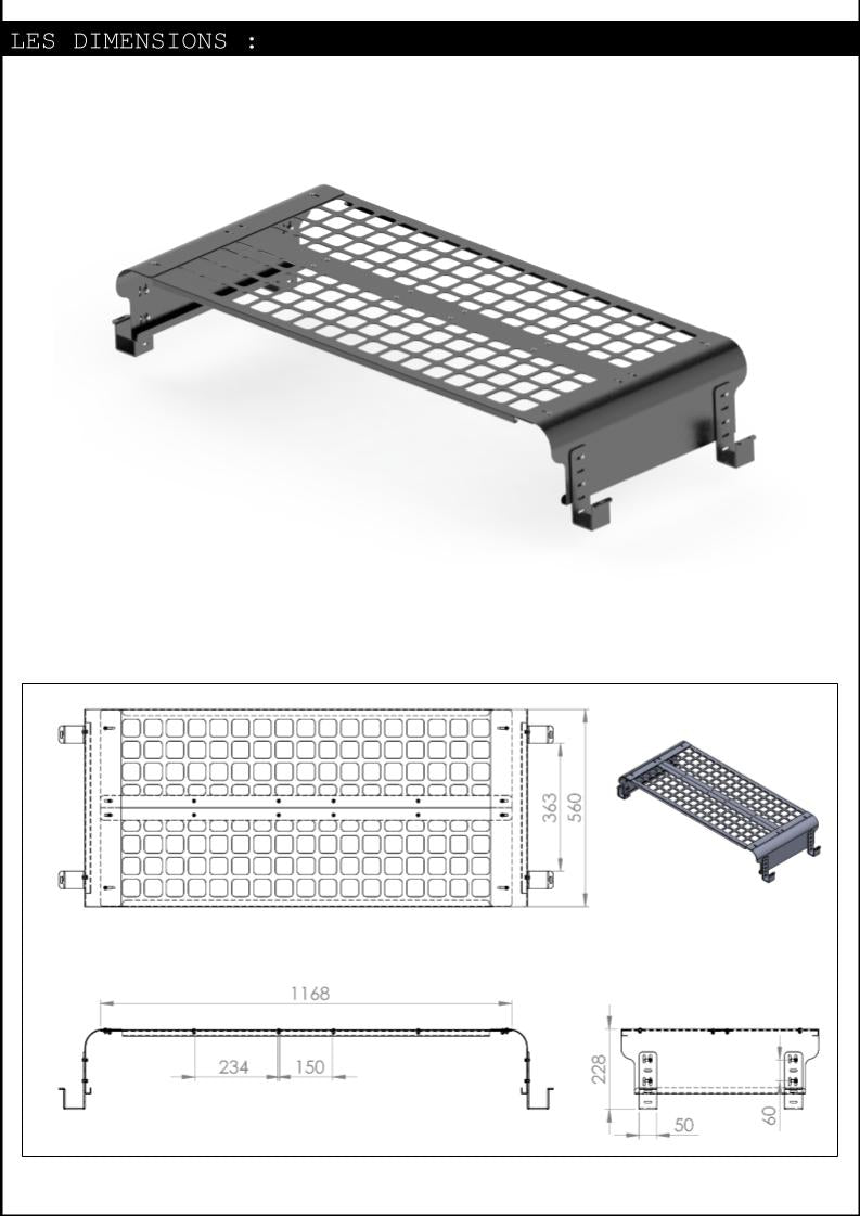 Etagère petit format defender 90 et 110