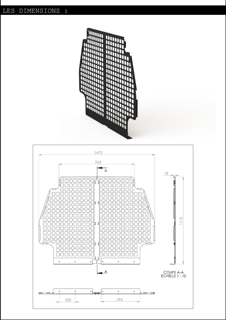 Grille de séparation de l'habitacle pour Toyota 80